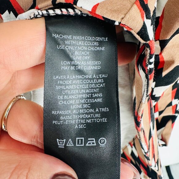 Anthropologie Cecily Fit & Flare Brown Multi Chevron Ruffle-Sleeve Midi Dress XL - Picture 12 of 12